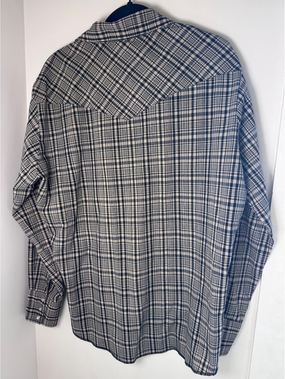Wrangler Western Shirt Men’s Large 75204PP Plaid Pearl Snap Cowboy Long Sleeve - Picture 6 of 8